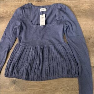 NWT Hollister Blue Cableknit Sweater